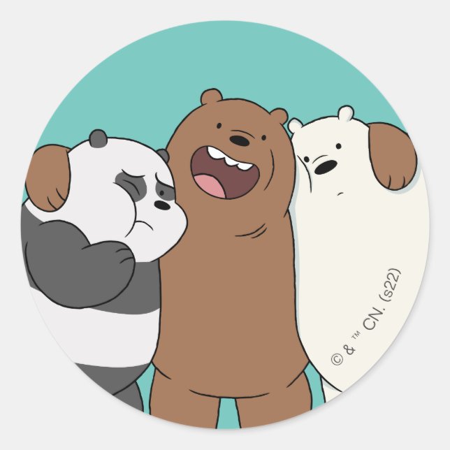 Sticker Rond Nous, Groupe Ours Nus Hug (Devant)