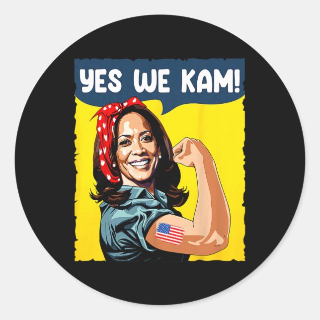 Sticker Rond Nous, Kam Rosie, Riveter Pour Le Président Kamala  (Devant)