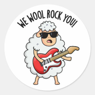 Sticker Rond Nous laine Rock You Mouton drôle Pun 