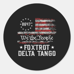 Sticker Rond Nous Le Peuple Drapeau Delta Tango Usa 8647 Vi