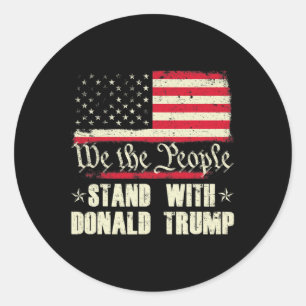 Sticker Rond Nous Le Peuple Soutenons Donald Trump Drapeau Amér