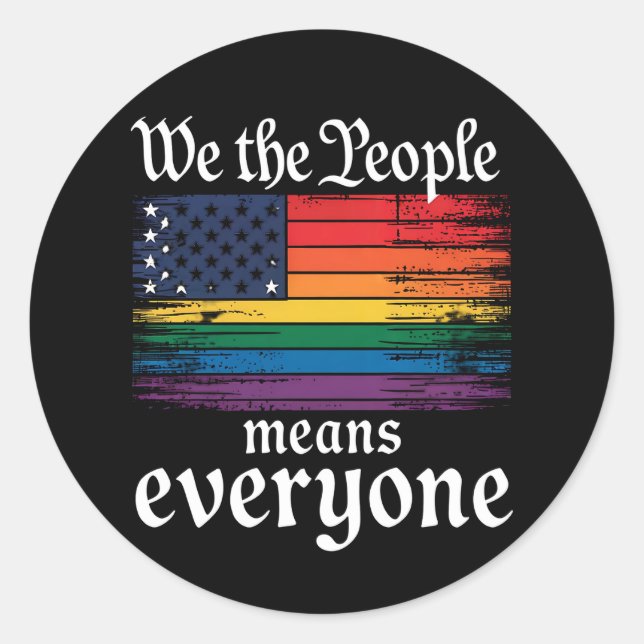 Sticker Rond Nous le peuple veut dire tout le monde USA Drapeau (Devant)
