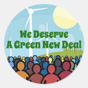 Sticker Rond Nous méritons un New Deal vert