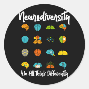 Sticker Rond Nous pensons tous différemment Neurodiversité Chem