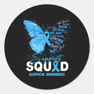 Sticker Rond Nous Portons Bleu Butterfly Support Alopecia Sensi