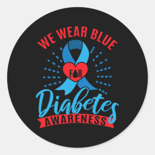 Sticker Rond Nous Portons Bleu Pour la Sensibilisation au Diabè