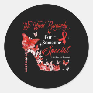 Sticker Rond Nous Portons Burgundy Butterflies Cerveau Aneurysm