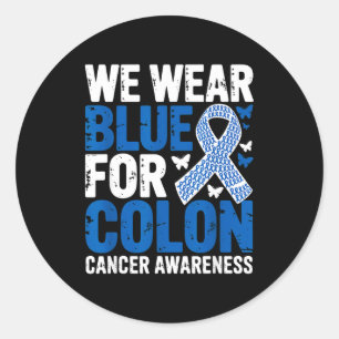 Sticker Rond Nous portons du bleu pour le ruban de sensibilisat