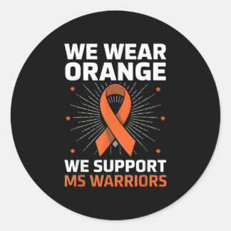 Sticker Rond Nous Portons Orange Ruban Multiples Sclérose Sensi