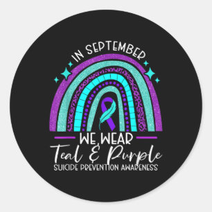 Sticker Rond Nous Portons Turquoise &amp; Purple Suicide Préven
