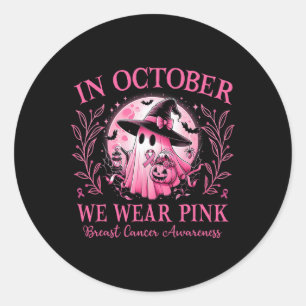 Sticker Rond Nous portons une conscience du cancer du sein rose