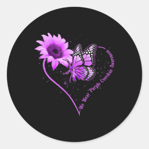 Sticker Rond Nous Portons Violet Ribbon Sunflower Surdose Sensi