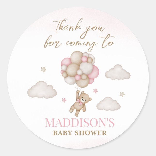 Sticker Rond Nous pouvons à peine attendre Baby Shower Autocoll (Devant)