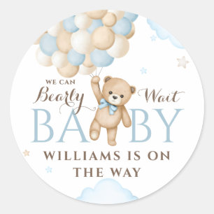 Sticker Rond Nous pouvons à peine attendre Ballon Ours Fête de