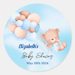 Sticker Rond Nous Pouvons à Peine Attendre Bleu Beige Fête de N