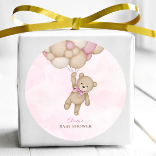 Sticker Rond Nous Pouvons à Peine Attendre Fille Baby Shower Ro
