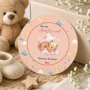 Sticker Rond Nous pouvons à peine attendre Garçon Ourson Mignon