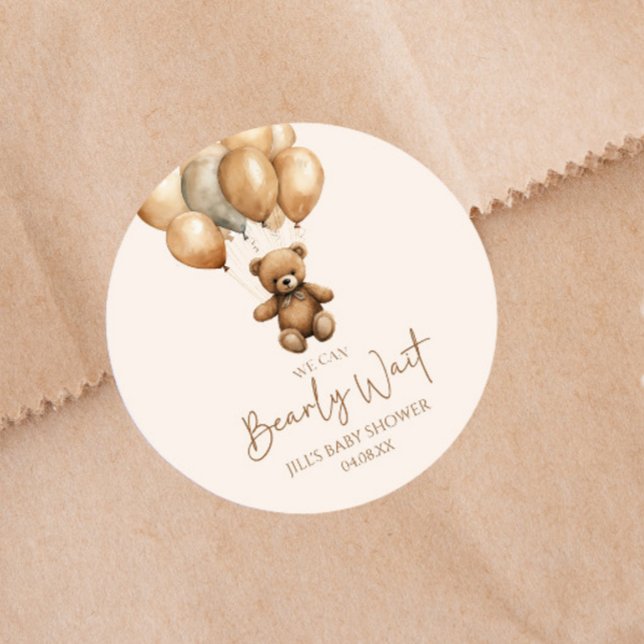 Sticker Rond Nous pouvons à peine attendre la douche bébé Boho  (Créateur téléchargé)