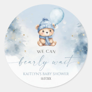 Sticker Rond Nous Pouvons à Peine Attendre Ours en Peluche d'Hi