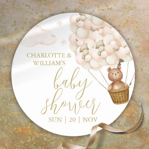 Sticker Rond Nous pouvons à peine attendre Ourson Fête pour béb