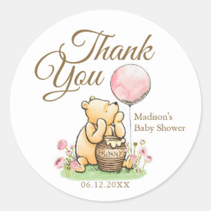 Sticker Rond Nous pouvons à peine attendre Pooh Baby Shower Neu