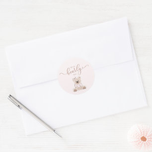 Sticker Rond Nous pouvons à peine attendre Teddy Bear Rose Fête