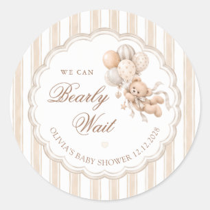 Sticker Rond Nous pouvons à peine attendre une douche de bébé n
