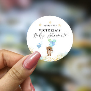 Sticker Rond Nous pouvons attendre avant le Baby shower de bien