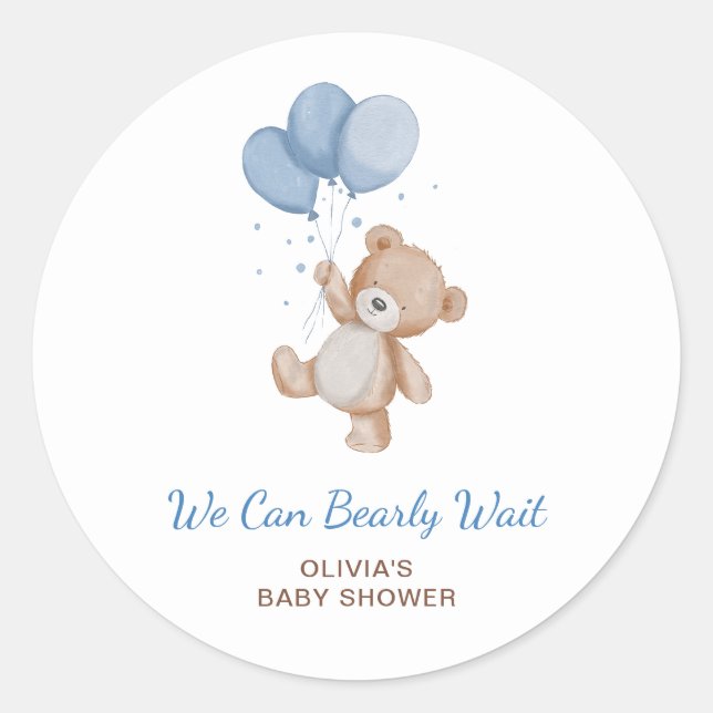 Sticker Rond Nous pouvons attendre le Baby shower (Devant)