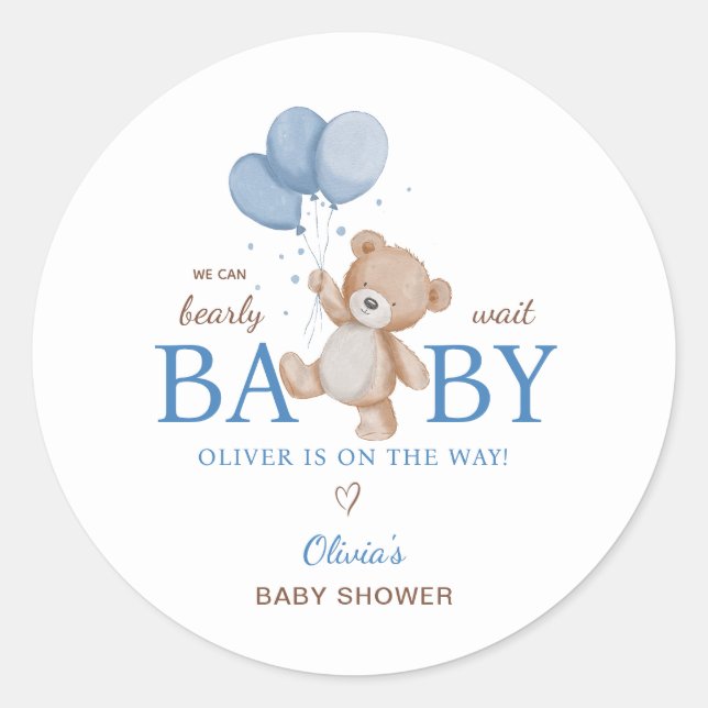 Sticker Rond Nous pouvons attendre le Baby shower (Devant)