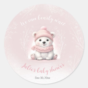 Sticker Rond Nous pouvons attendre le Baby shower de l'ours