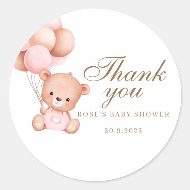 Sticker Rond Nous pouvons attendre l'Invitation Baby shower (Devant)