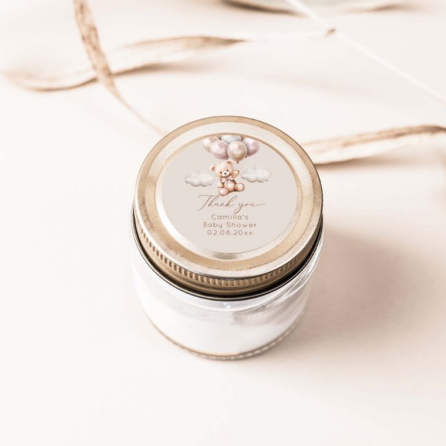 Sticker Rond Nous Pouvons Attendre L'Ours Avec Le Baby shower D (Créateur téléchargé)