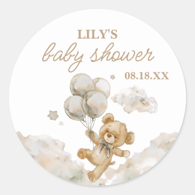 Sticker Rond Nous pouvons attendre un Baby shower neutre pour l (Devant)