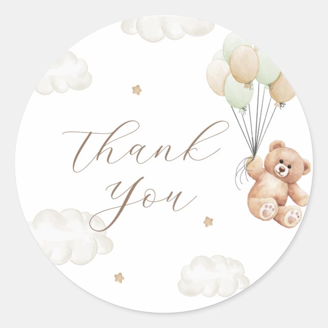 Sticker Rond Nous pouvons attendre un Baby shower neutre pour l (Devant)