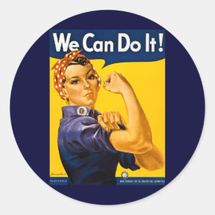 Sticker Rond Nous Pouvons Le Faire ! Rosie le Riveter Vintage 2