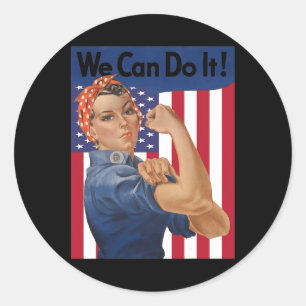 Sticker Rond Nous Pouvons Le Faire Rosie Riveter Feminist Usa D