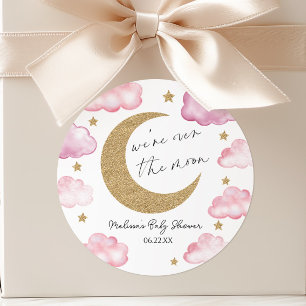 Sticker Rond Nous sommes au-dessus de la lune Rose Céleste Baby