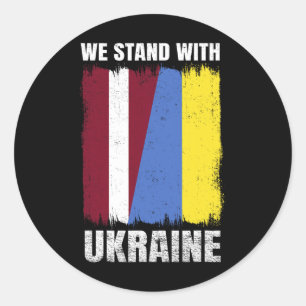 Sticker Rond Nous sommes avec l'Ukraine Amitié lettone ukrainie