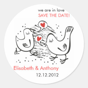 Sticker Rond nous sommes dans l'amour DST avec les oiseaux