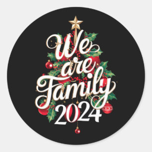 Sticker Rond Nous sommes famille Noël 2024 Correspondant Pyjama
