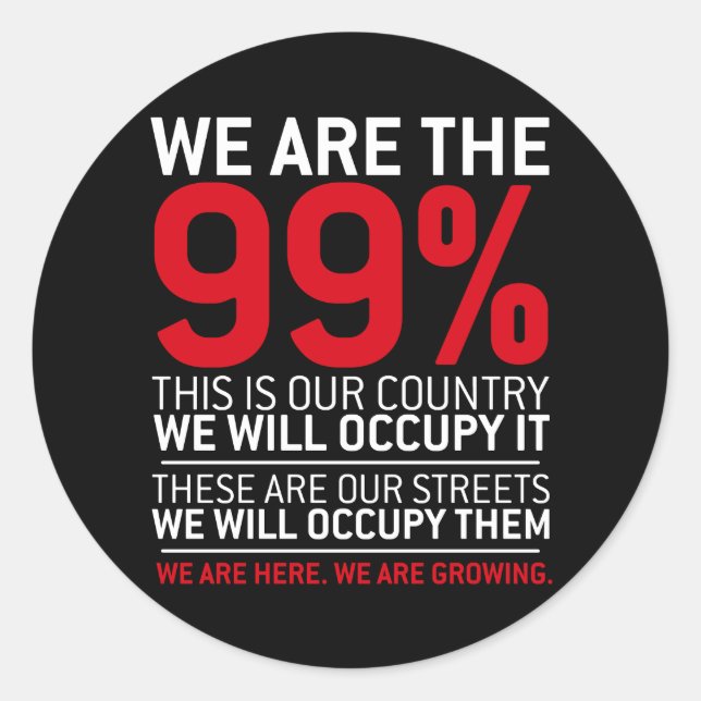 Sticker Rond Nous sommes les 99% - 99% occupy wall street (Devant)