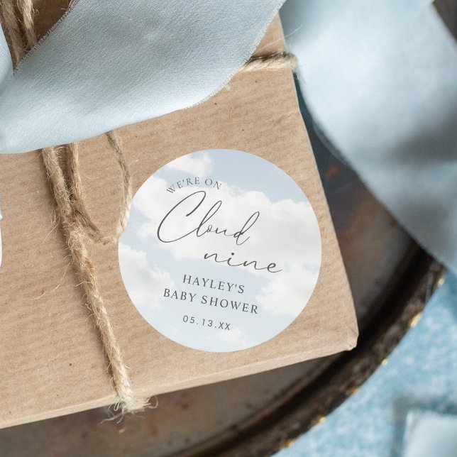 Sticker Rond Nous sommes sur Cloud 9 Baby shower Favor (Créateur téléchargé)
