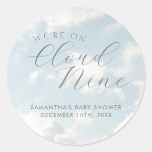 Sticker Rond Nous Sommes Sur Le Baby shower Nuage Neuf Nuages B