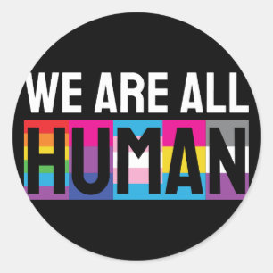 Sticker Rond Nous sommes tous humains LGBTQIA+