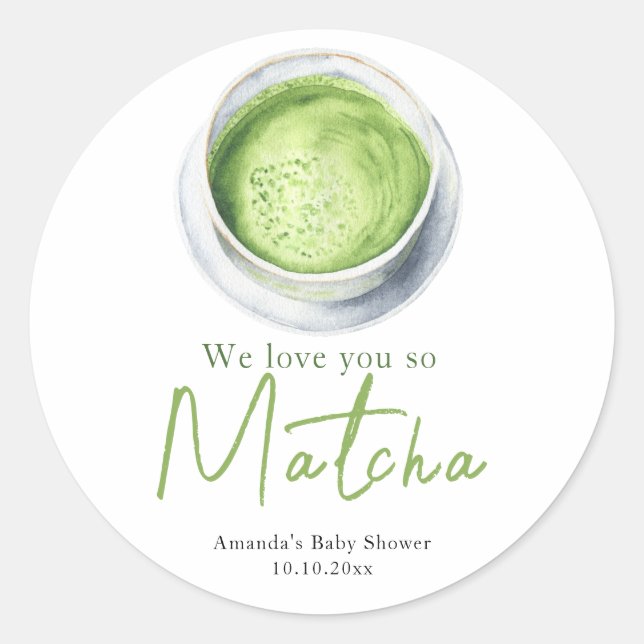 Sticker Rond Nous t'aimons tellement Matcha Baby Shower (Devant)