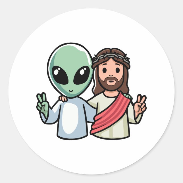 Sticker Rond Nous venons en paix (Devant)