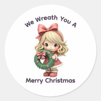 Sticker Rond Nous vous couronnons d'un joyeux Noël 