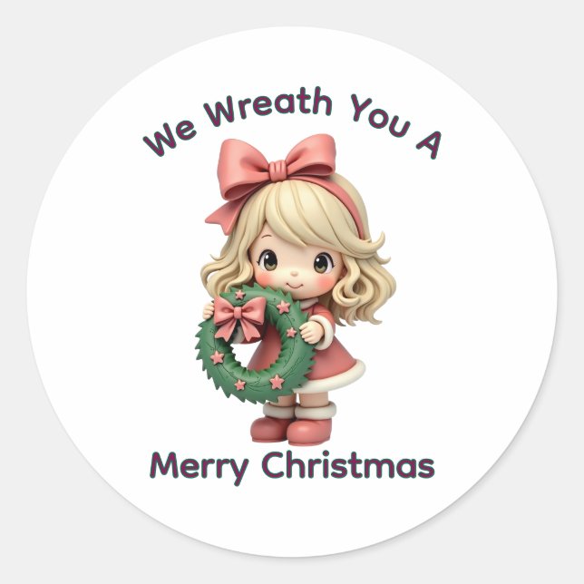 Sticker Rond Nous vous couronnons d'un joyeux Noël  (Devant)