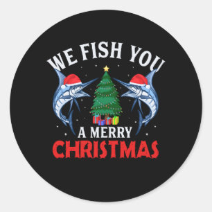 Sticker Rond nous vous pêchons une pêche de noël joyeuse